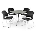 OFM 42 Square Multi-Purpose Gray Nebula Table With 4 Chairs, Black