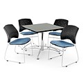 OFM 36 Square Multi-Purpose Gray Nebula Table With 4 Chairs, Cornflower Blue