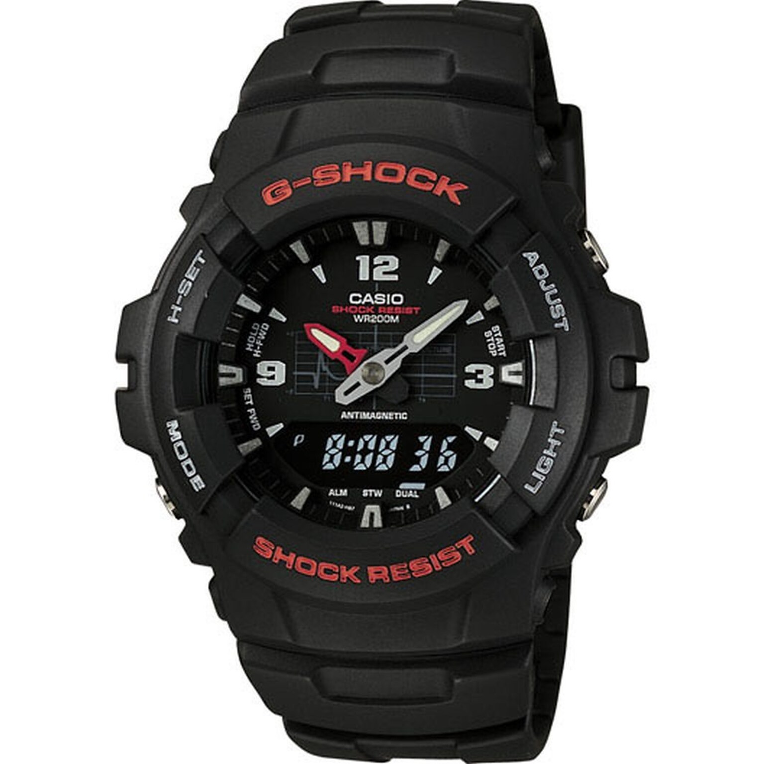 Casio G-Shock Mens Analog/Digital Wrist Watch, Black (G100-1BV)