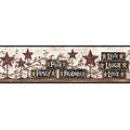 Inspired By Color™ Country & Lodge Stars & Blocks On Shelf Border, Red With Gold/Brown