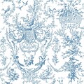 Inspired By Color™ Blue Old World Toile Wallpaper, Blue With White