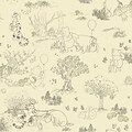 Inspired By Color™ Kids Pooh and Friends Toile Wallpaper, Cream With Green