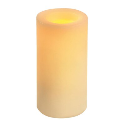 Inglow Wax Flameless Candle Round Vanilla-Scented Pillar with Timer 8"