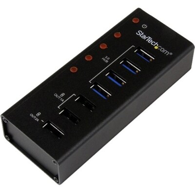 Startech 4-Ports AC Powered USB 3.0 Hub With 3 Dedicated USB Charging Ports; Black