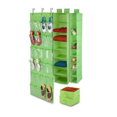 Honey-Can-Do 4-Piece Room Velcro-Style Straps & Clear Vinyl Organization Set, Lime