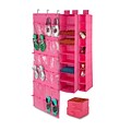 Honey-Can-Do 4-Piece Room Velcro-Style Straps & Clear Vinyl Organization Set, Pink