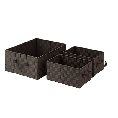 Honey Can Do General Purpose Organizer Kit with Handles Woven Fabric Basket, Espresso Brown (OFC-03697)