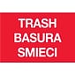 Tape Logic 2" x 3" "TRASH/BASURA/SMIECI" Inventory Label, Red, 500/Roll