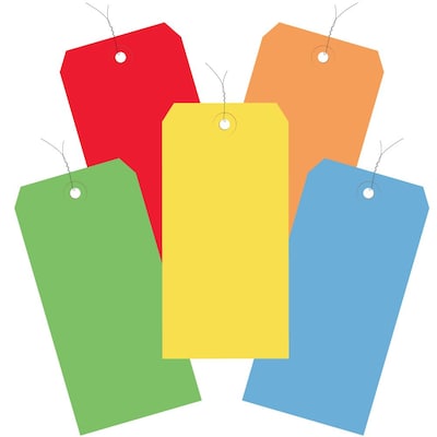 Partners Brand BOX 13-Point Pre-Wired Shipping Tags,#5, 4.75 x 2.37, Assorted Colors, 1000/Carton