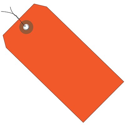 BOX 4 3/4 x 2 3/8 #5 Pre-Wired Plastic Shipping Tags, Orange