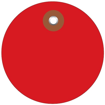 Partners Brand 3 Plastic Circle Tags, Red (G26077)