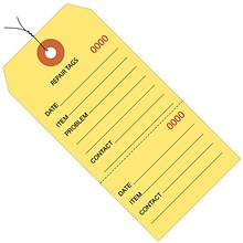 BOX 4 3/4 x 2 3/8 #5 Pre-Wired Consecutively Numbered Repair Tags, Yellow