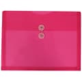 JAM Paper® Plastic Envelopes with Button and String Tie Closure, Letter Booklet, 9.75 x 13, Fuchsia