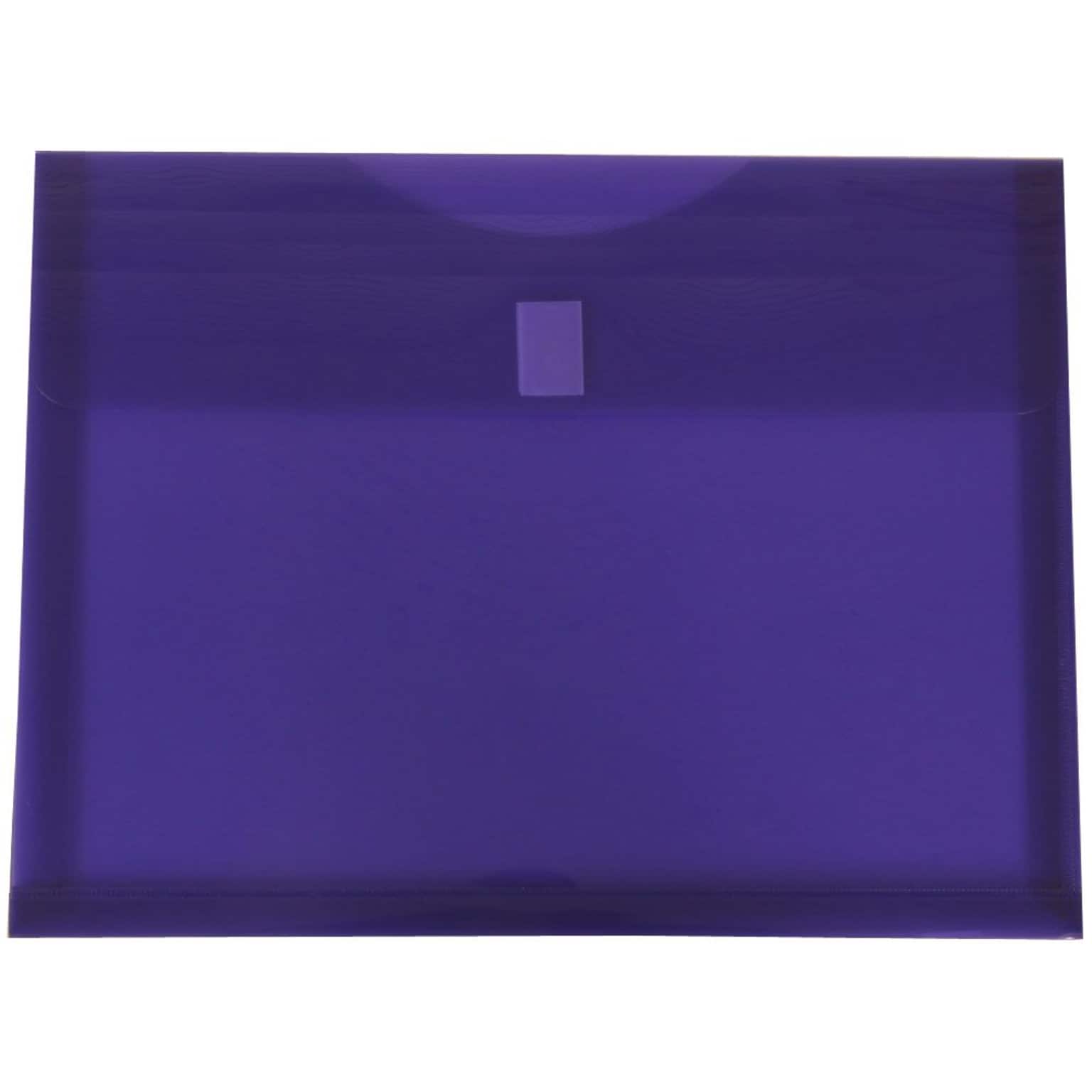 JAM Paper® Plastic Envelopes with Hook & Loop Closure, 1 Expansion, Letter Booklet, 9.75 x 13, Purple Poly, 12/pack (218V1PU)