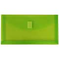 JAM Paper® #10 Plastic Envelopes with Hook & Loop Closure, 1 Expansion, 5.25 x 10, Lime Green Pol