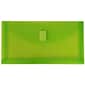 JAM Paper® #10 Plastic Envelopes with Hook & Loop Closure, 1" Expansion, 5.25" x 10", Lime Green Poly, 12/pack (921V1LI)