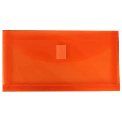 JAM Paper® #10 Plastic Envelopes with Hook & Loop Closure, 1 Expansion, 5.25 x 10, Orange Poly, 1