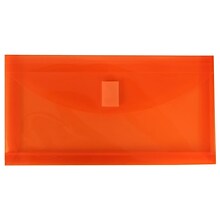 JAM Paper® #10 Plastic Envelopes with Hook & Loop Closure, 1 Expansion, 5.25 x 10, Orange Poly, 1