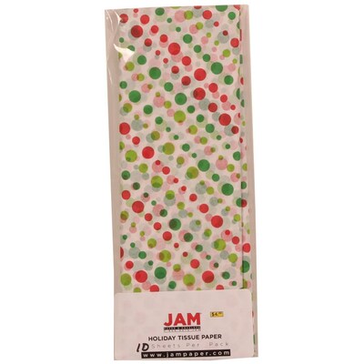 JAM Paper® Christmas Holiday Tissue Paper, Red and Green Christmas Dots, 8/pack (11824293)