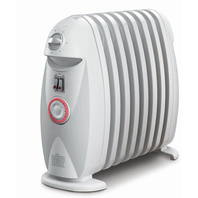 DeLonghi TRN0812T Solaris Oil-filled Bathroom Radiator With GFI Plug & Timer, White