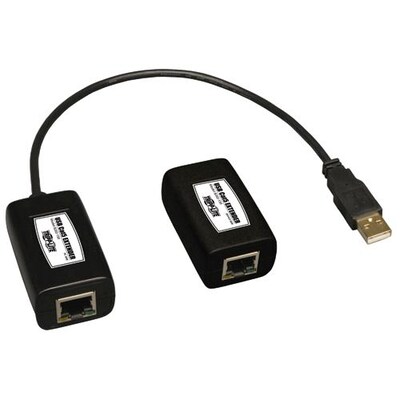 Tripp Lite® USB over Cat5/Cat6 USB A Male/A Female Extender Kit; Black
