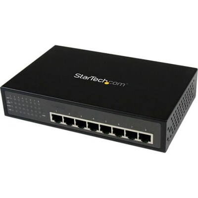 Startech 8 Port Unmanaged Industrial Gigabit Power Over Ethernet Switch; Black