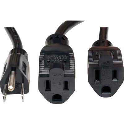 Tripp Lite® SJT 5-15P/5-15R Power Extension Cord Y-Splitter Cable; 16 AWG, 18(L)