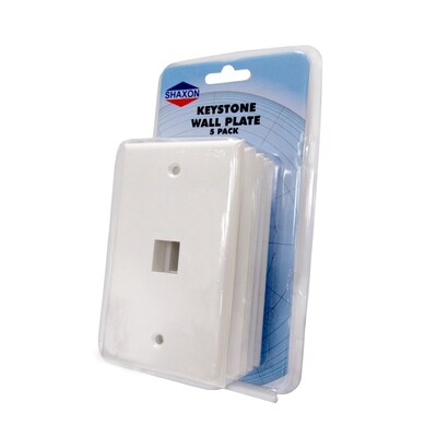 Shaxon 1 Port Single Gang Keystone Wall Plate, White, 5/Pack
