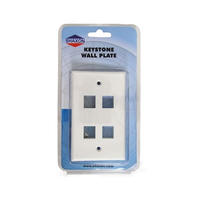 Shaxon 4 Port Single Gang Keystone Wall Plate, White