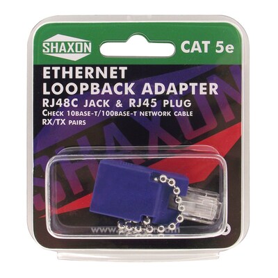 Shaxon Cat5e Ethernet RJ48C Jack And RJ45 Male Loopback Adapter, Dark Blue
