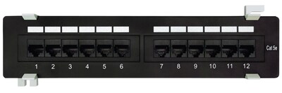 Shaxon Spectrum™ Category 5e RJ45/110 12 Port Mini Patch Panel, Black