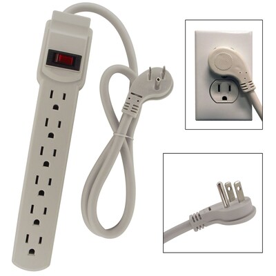 Shaxon 6 Outlet Power Strip, White (PYF-72)