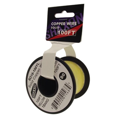 Shaxon 100 Solid Copper 18 AWG Wire On Spool, Yellow