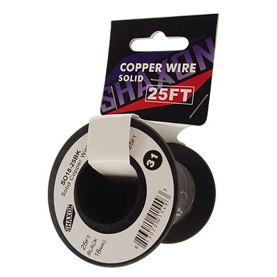Shaxon 25 Solid Copper 18 AWG Wire On Spool, Black