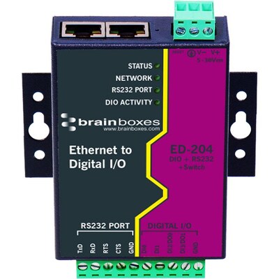 Brainboxes ED-204 Ethernet to Digital IO/RS232/Switch Device Server
