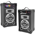 Pyle® Pro PSUFM835A Dual 800 W Disco Jam Powered Two-Way PA Speaker System With Aux In, Black