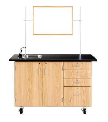 DWI Oak Wood Demonstration Center with Sink and Fixtures 36H x 54W x 30D (4342K)