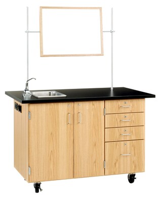 DWI Oak Wood Demonstration Center with Sink and Fixtures 36"H x 54"W x 30"D (4342K)