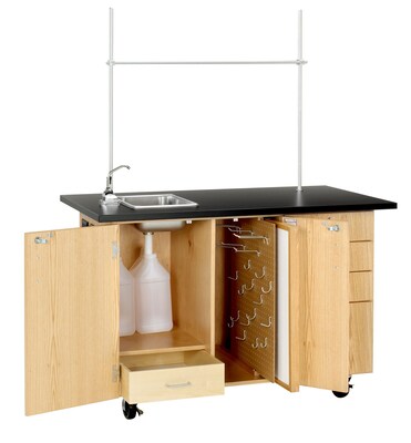 DWI Oak Wood Demonstration Center with Sink and Fixtures 36"H x 54"W x 30"D (4342K)