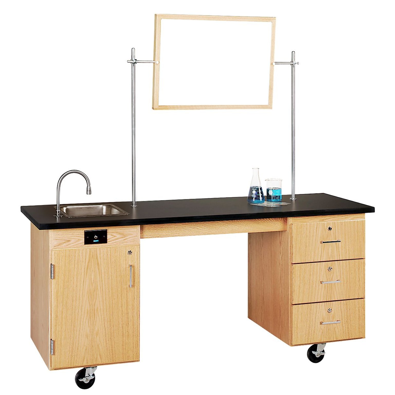 DWI Oak Wood ADA Compatible Mobile Lab Station 33H x 72W x 24D (4352K)