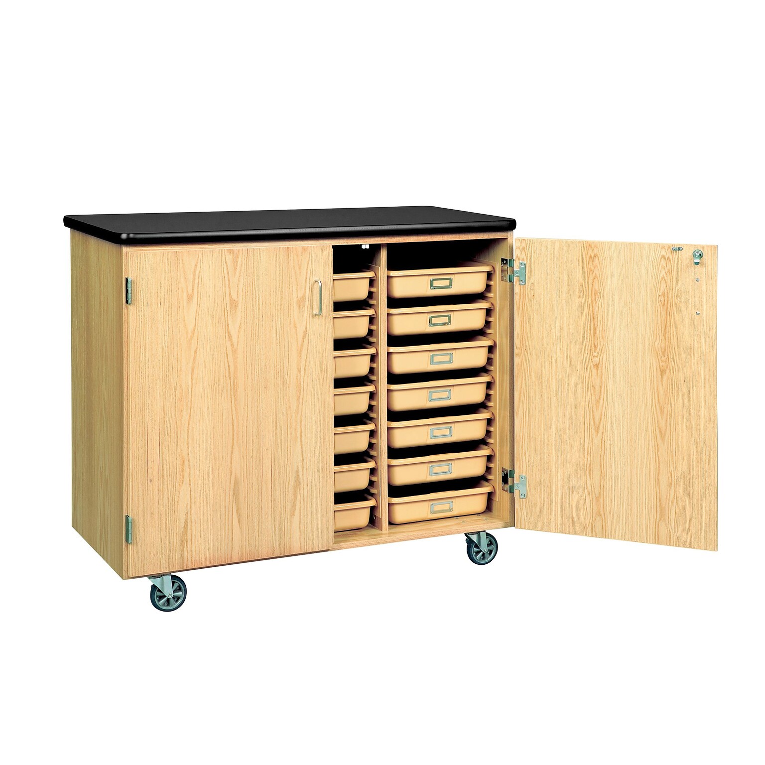 DWI Mobile Tote Tray  Laminate, Oak Wood Storage Cabinet