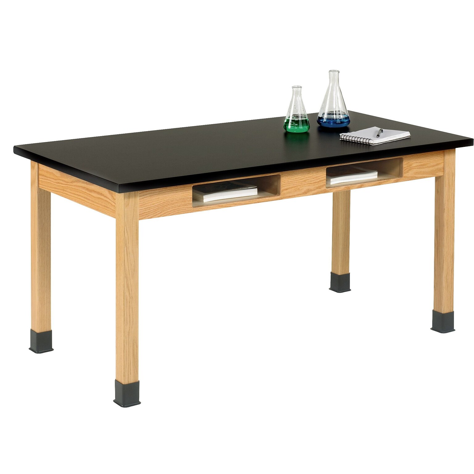 DWI Rectangular Activity Table, 60 x 30, Red Oak/Black (C7142BK30N)