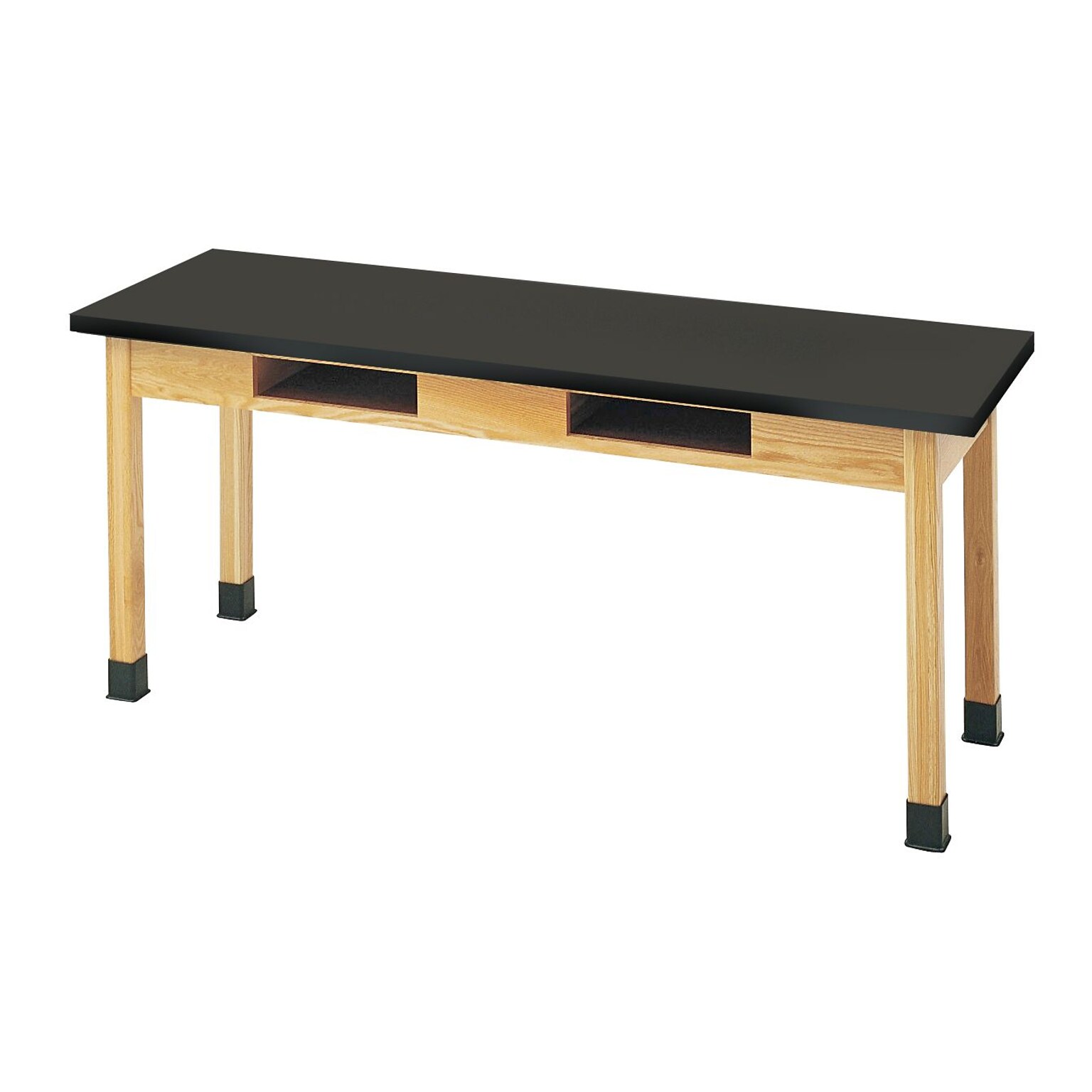 DWI Rectangular Science Table, 72 x 24, Red Oak/Black (C7302BK30N)