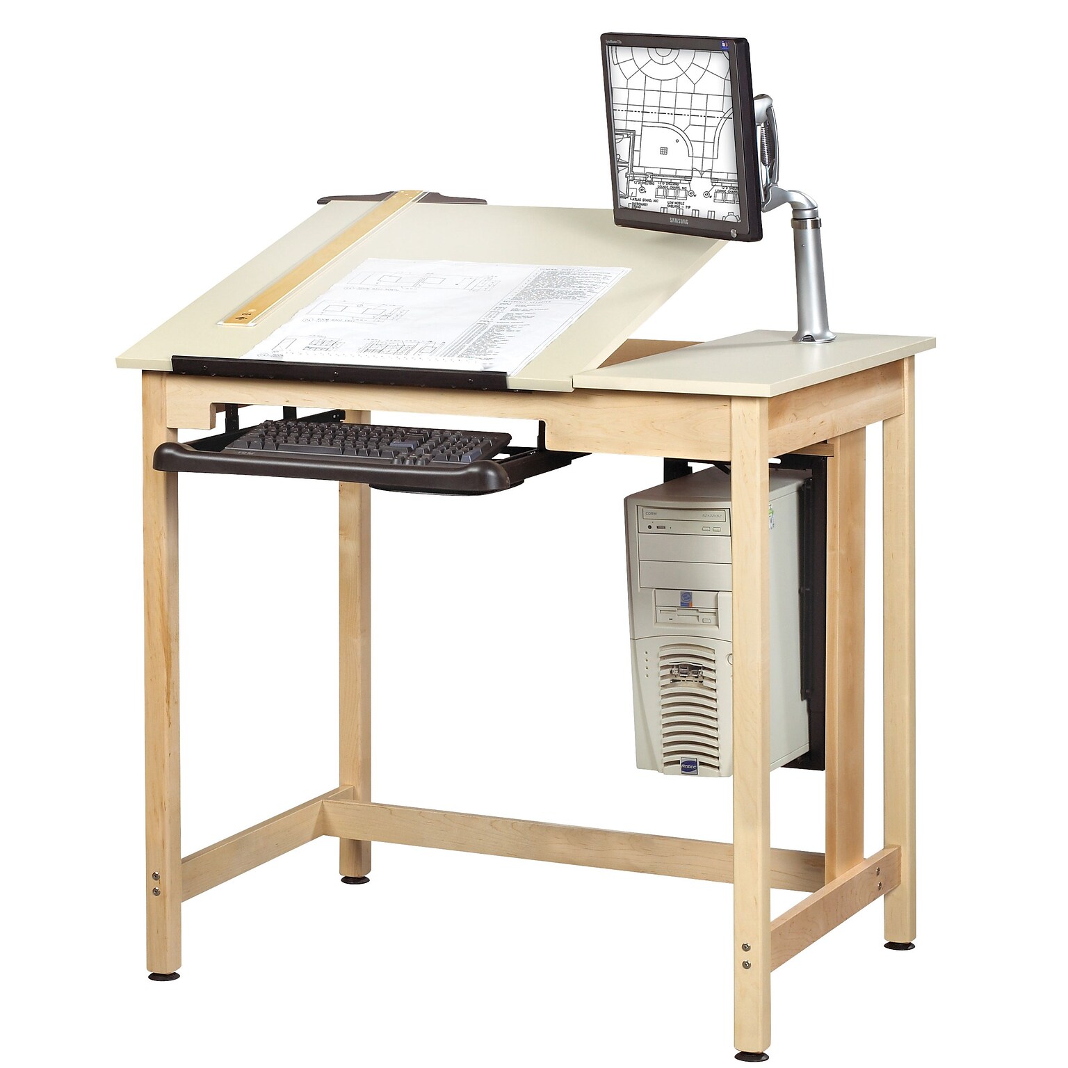 SHAIN Drawing Table 39.75H x 42W x 30D Solid Maple (CDTC-70)