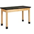 DWI Oak Table 30H x 48W x 24D Laminate, Oak Wood Epoxy Resin Top