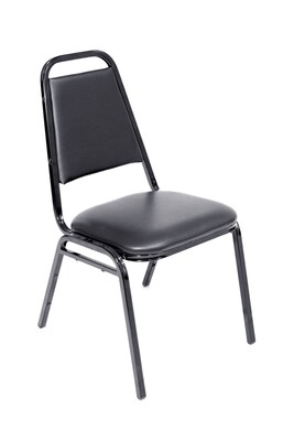 Regency Faux Leather Restaurant Stack Chair, Black (8029BK)