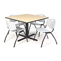 Regency Seating Beige Lunchroom Table 42 Laminate Top & Metal X Base with 4 Gray M Stack Chairs