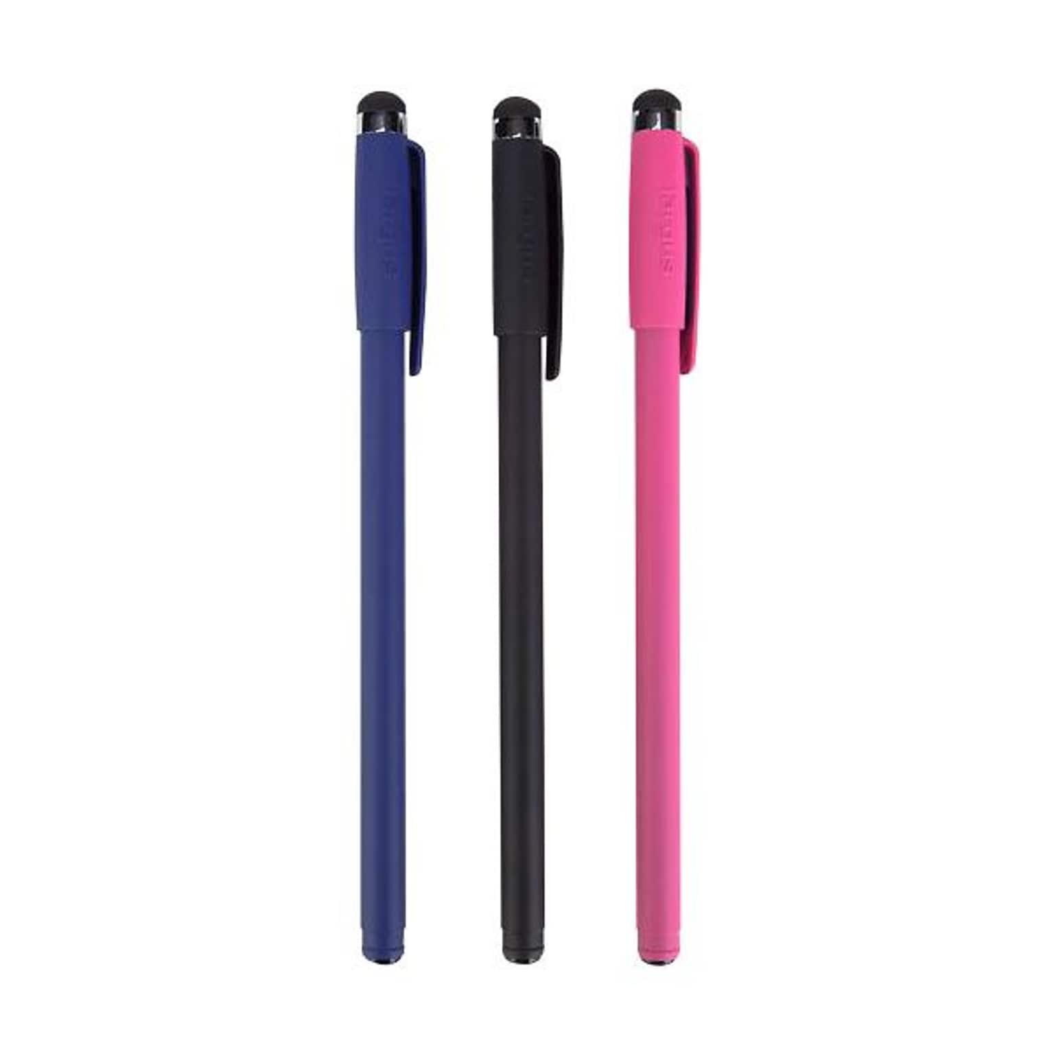 Targus® Stylus and Pen For Touch Screen Devices; Black/Red/Blue, 3/Pack