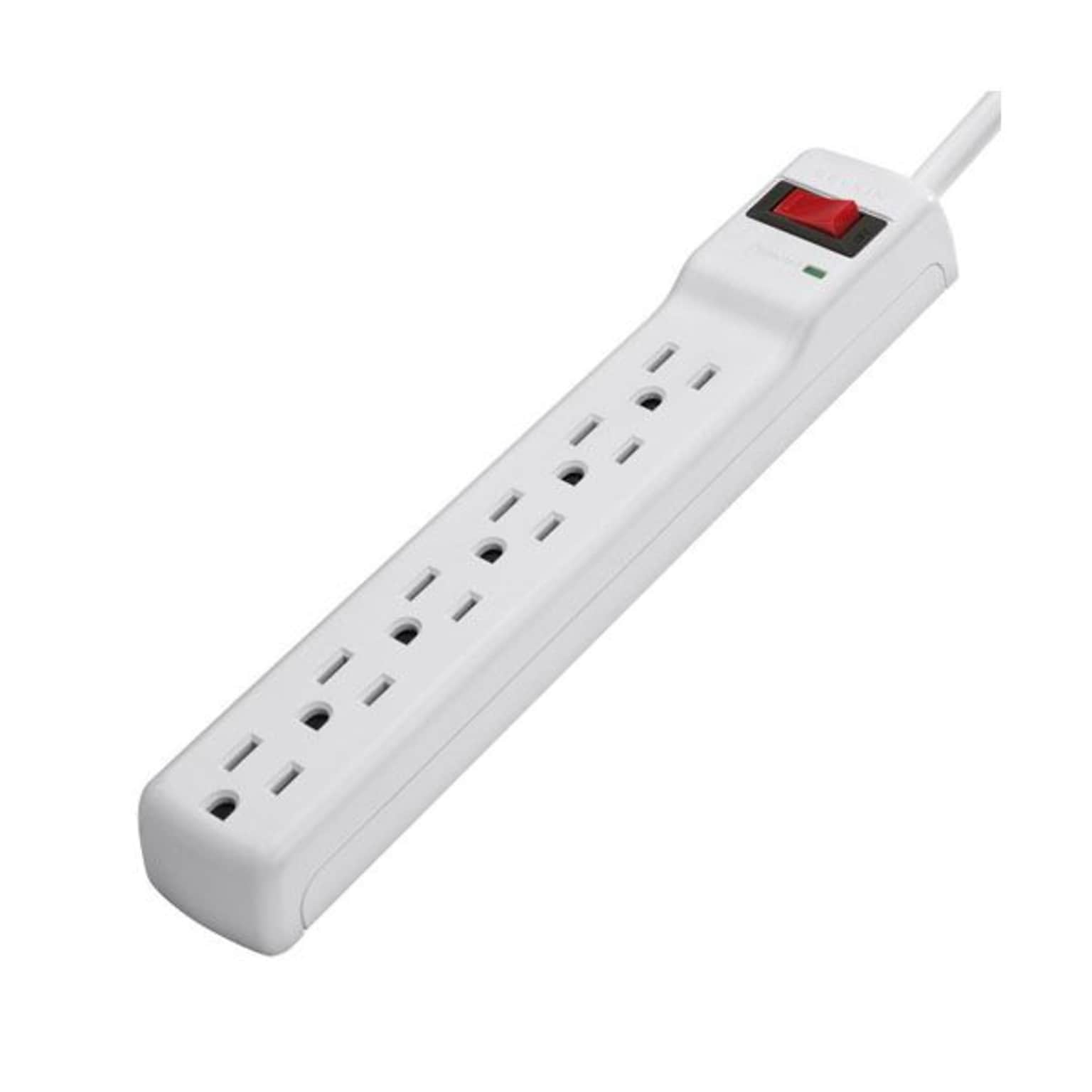 Belkin™ F5C047 6-Outlet 300 Joule Surge Protector With 3 Power Cord; White