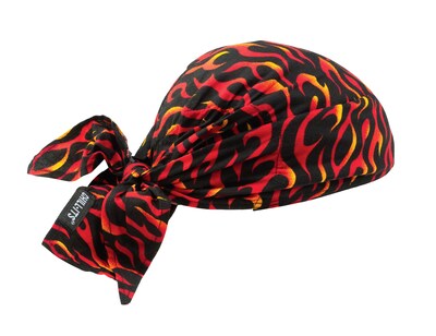Chill-Its 6710 Evaporative Cooling Triangle Hat With Cooling Towel, Flames, 6/Pack